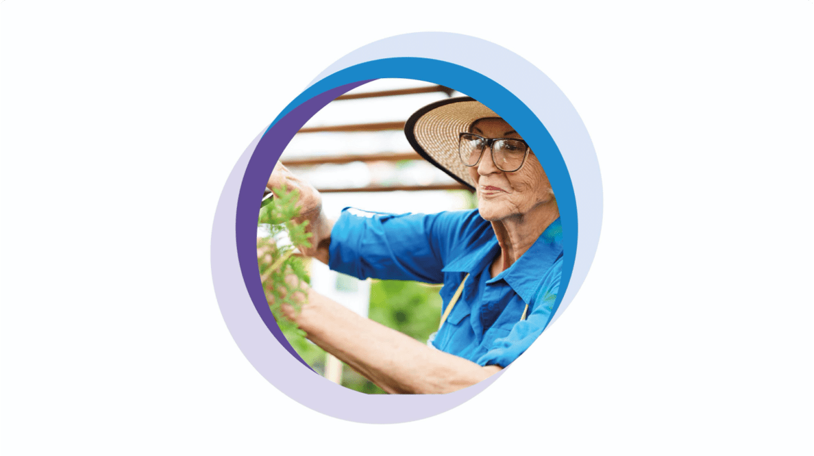 femeie în vârstă, grădinărit, gestionarea diabetului de tip 2, Act4Diabetes